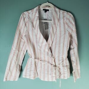 J. Crew Wrap Top Womens Pink Striped Tie Front Viscose Cotton Blend Size XS
